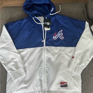 Atlanta Braves New Era Blue and White Hooded Jacket